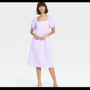 Purple puff sleeve dress